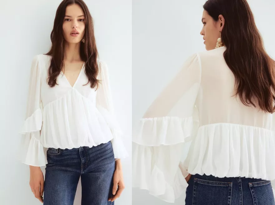 halenka s průsvitným rukávem