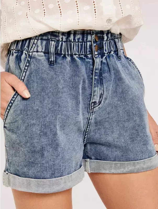 Džínové šortky s řaseným pasem, Apricot, 929 Kč