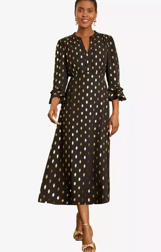 Společenské šaty se zlatými puntíky, Love & Roses, 2 153 Kč