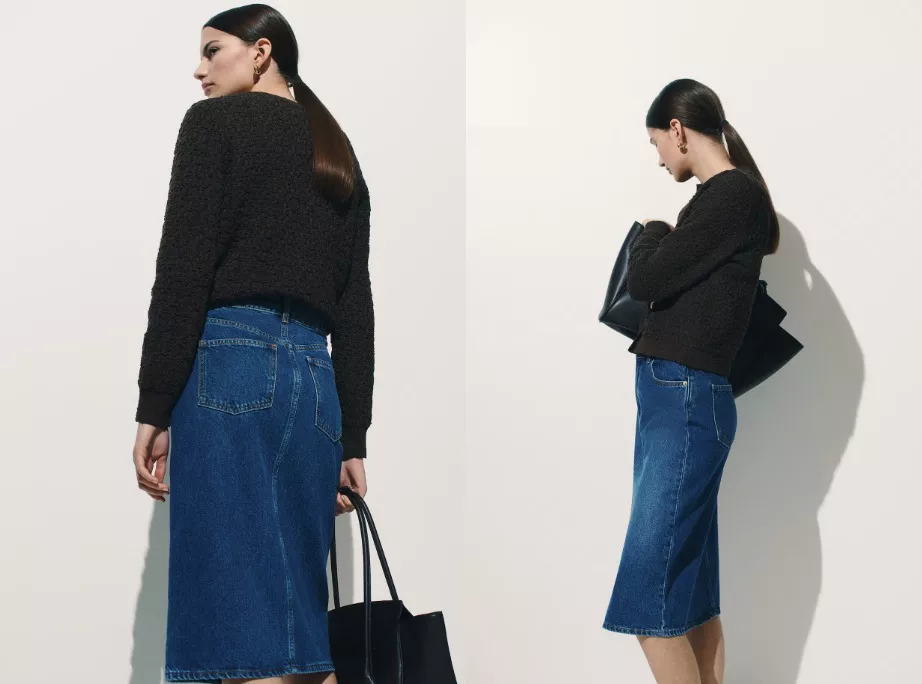 pouzdrová denimová sukně