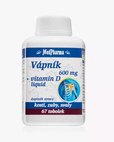 <p>Vápník 600 mg + vitamin D-liquid, 67 kapslí, 162 Kč</p>
