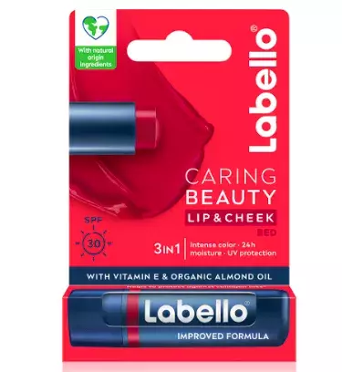 <p>Caring Beauty tónující balzám na rty, Labello, 105 Kč</p>
