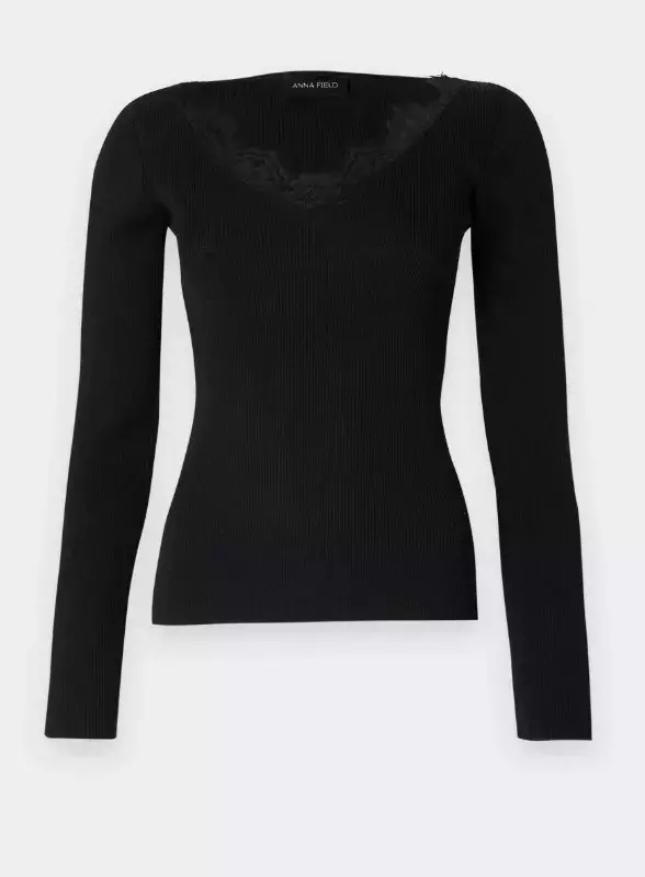Černé tričko s krajkou, Anna Field, 757 Kč
