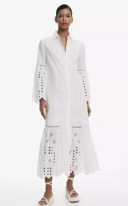 Košilové šaty s madeirou, Desigual, 4 029 Kč