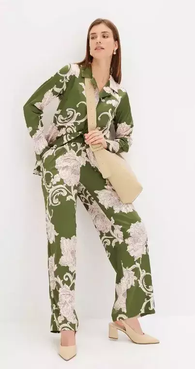 Saténové kalhoty se vzorem, Bonprix, 679 Kč