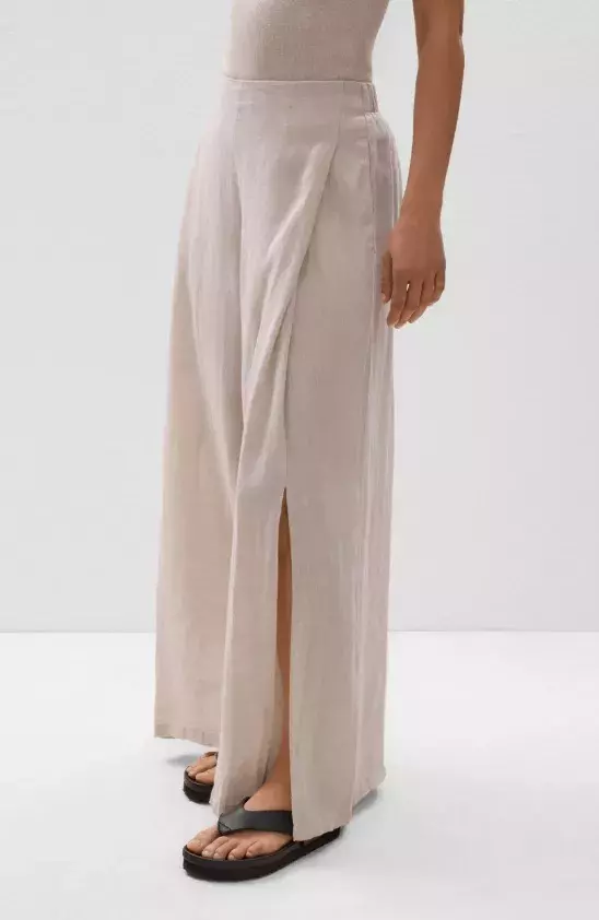 Lněné kalhoty s širokými nohavicemi, OYSHO, 1 599 Kč