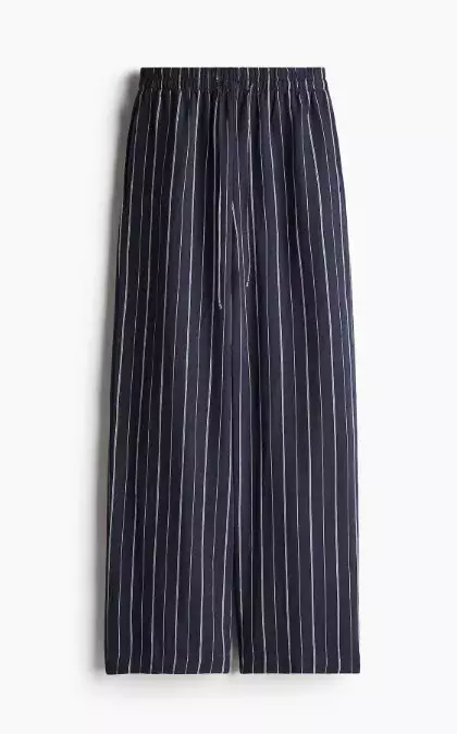 Pruhované kalhoty z lněné směsi, H&M, 479 Kč