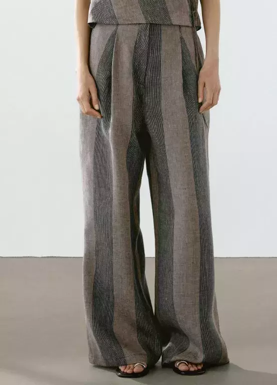 Pruhované lněné kalhoty, Massimo Dutti, 2 399 Kč