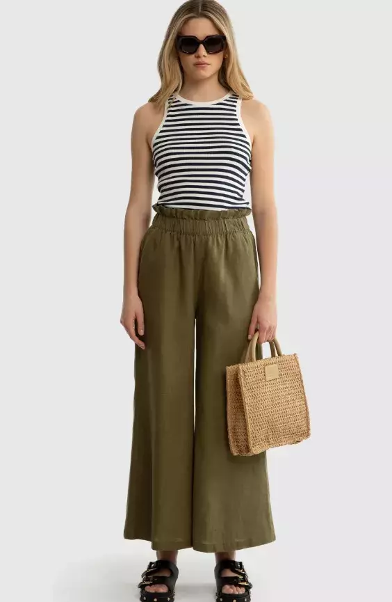 Lněné kalhoty s řasením v pase, Big Star, 1 750 Kč