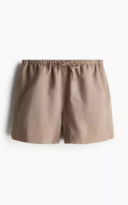 Šortky z lněné směsi se stahovací šňůrkou, H&M, 429 Kč