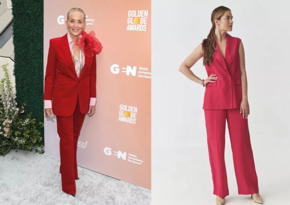 sharon stone a žena v červeném kostýmku