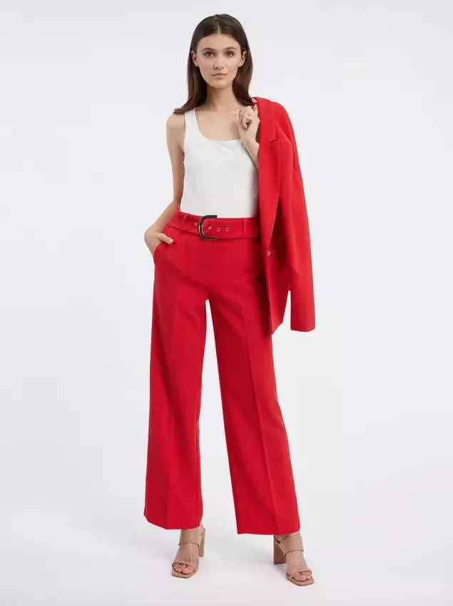 Červené dámské kalhoty,