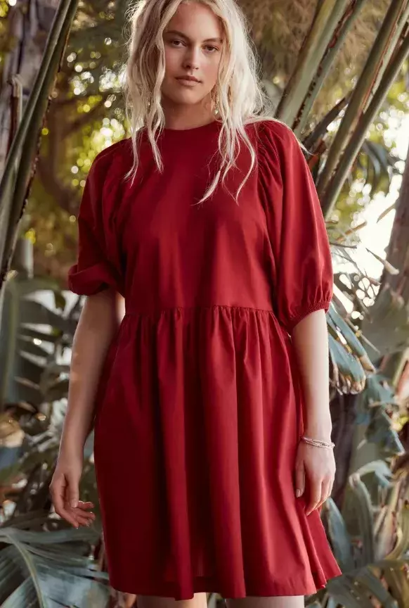 Temně červené bavlněné šaty, Next, 460 Kč