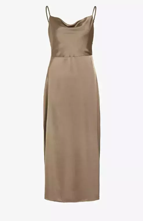 Béžové saténové šaty ve stylu noční košilky, VILA, 1 149 Kč