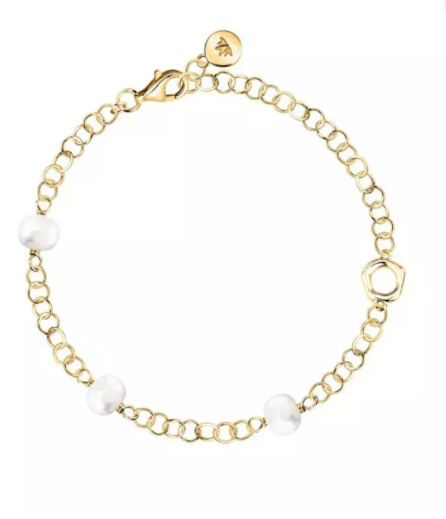 Výrazný pozlacený náramek s říčními perlami, Morellato, 3 990 Kč