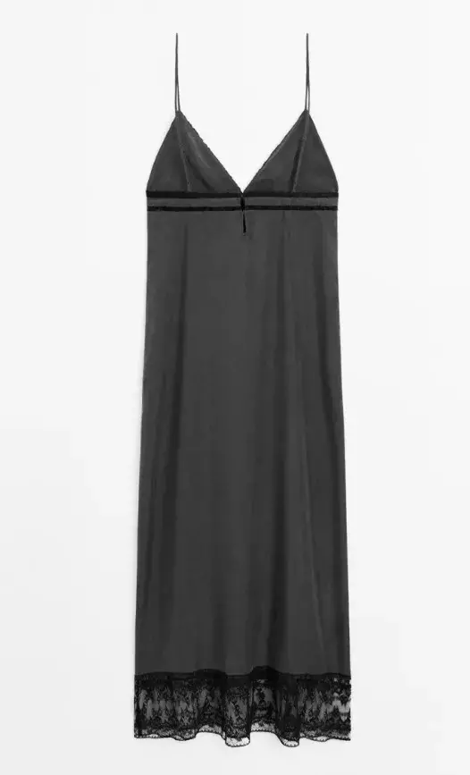 Černé šaty ve stylu noční košilky, Massimo Dutti, 3 999 Kč