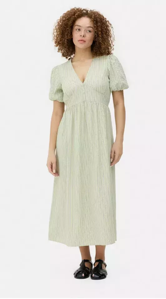 <p>Texturované midišaty s výstřihem do V, Primark, 520 Kč</p>
