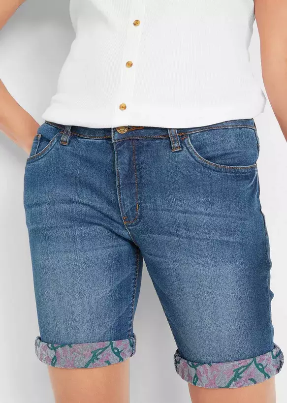 Strečové džínové bermudy, Mid Waist