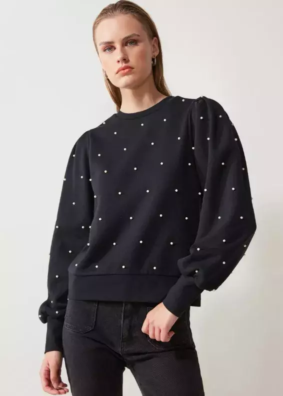 Mikina s nabíranými rukávy a puntíky, Anna Field, 456 Kč
