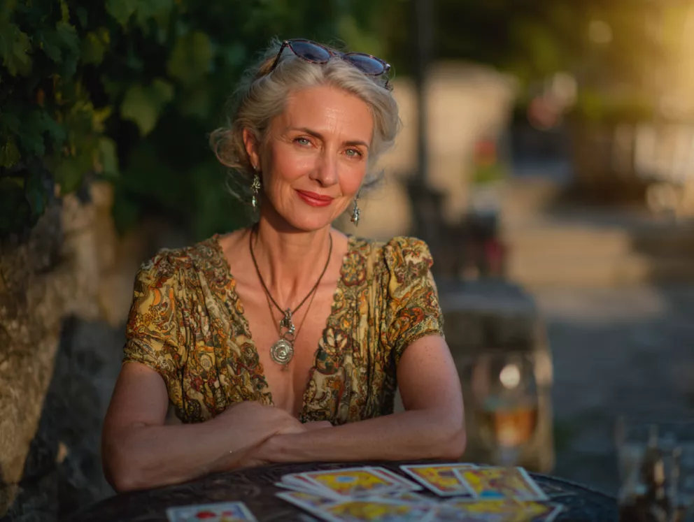 žena s tarotovými kartami