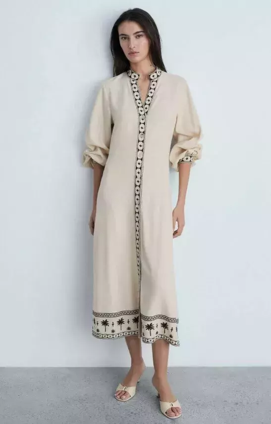 Dlouhé přírodní šaty, Mango, 1 299 Kč