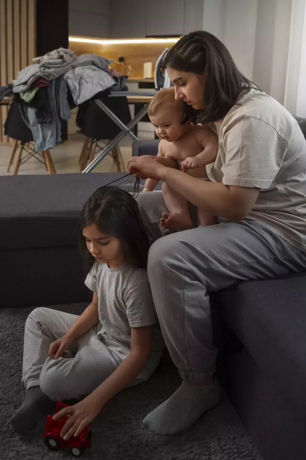 žena, děti, matka, péče, vyčerpání