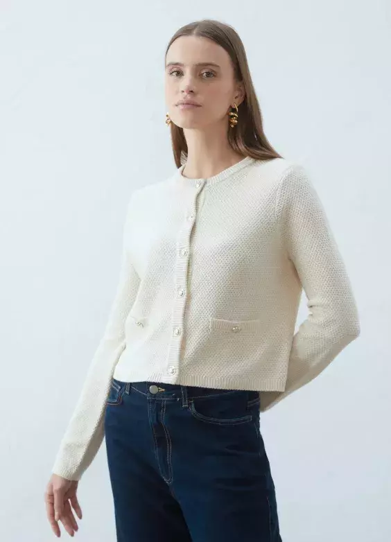 Bílý propínací svetr, Anna Field, 846 Kč