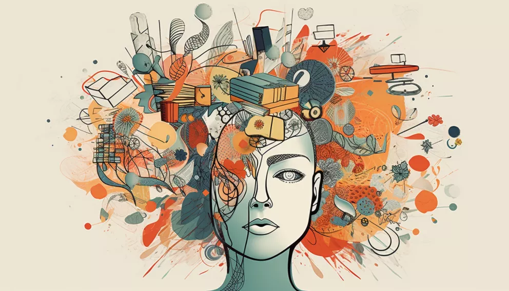 žena s hlavou plnou myšlenek