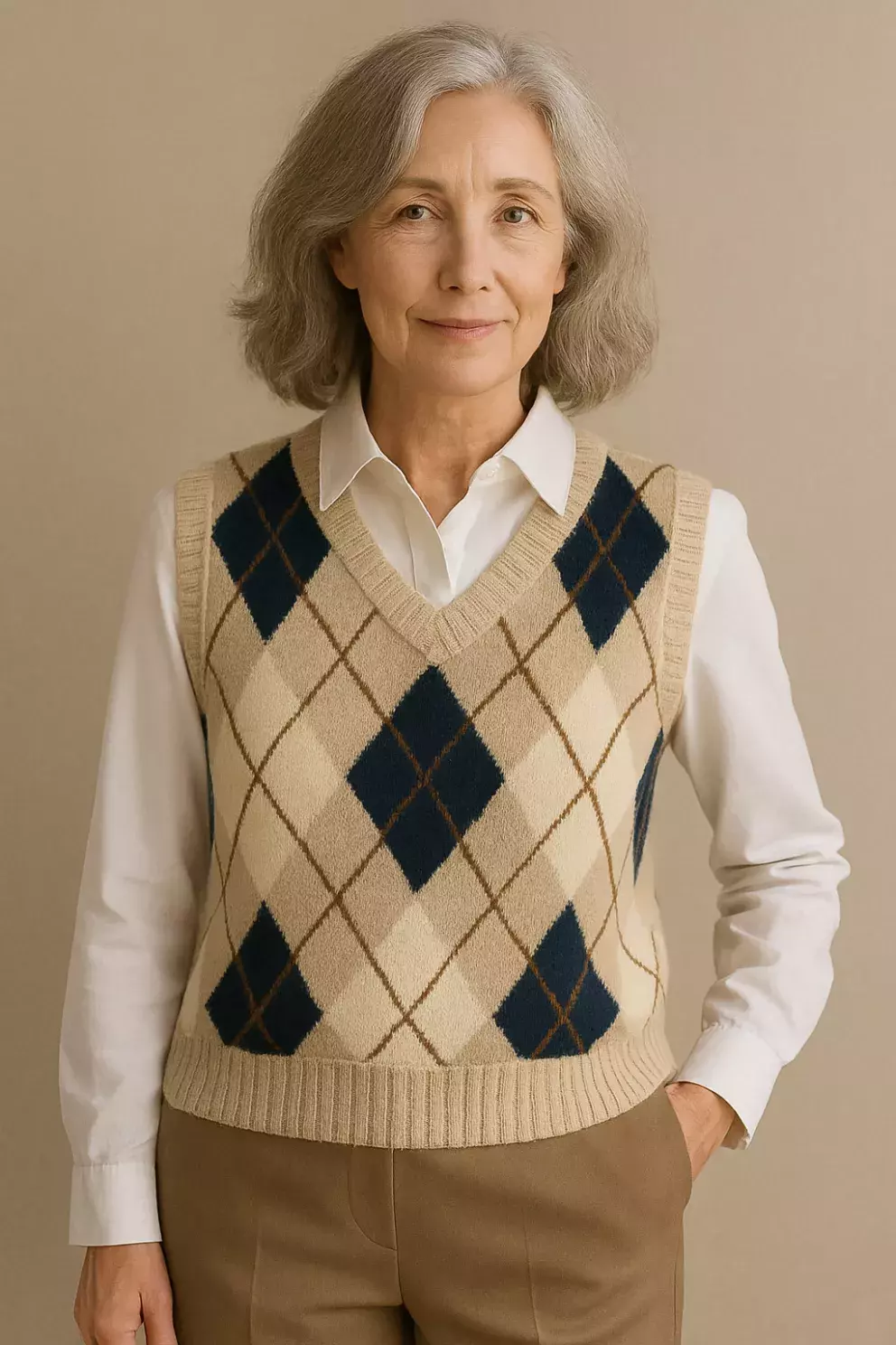 <p>Agrylový vzor rozhodně nepatří pouze na golfové hřiště. Je hravý, ale zároveň elegantní. Pletená vesta se dá skvěle vrstvit a kombinovat s dalšími kousky. Vyplatí se do ní investovat. Jedná o základní kousek v šatníku, který jistě ráda vynosíte i v dalších sezónách.</p>
