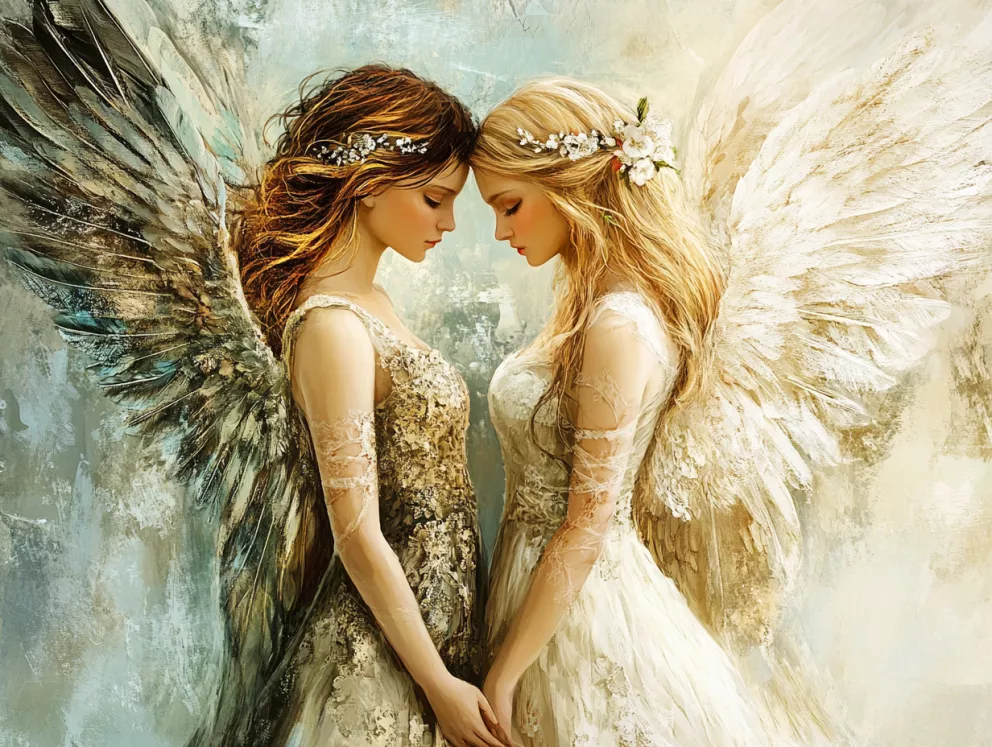 andělé se drží za ruce