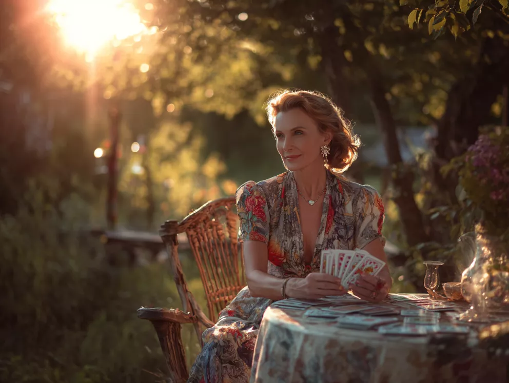 žena s tarotovými kartami