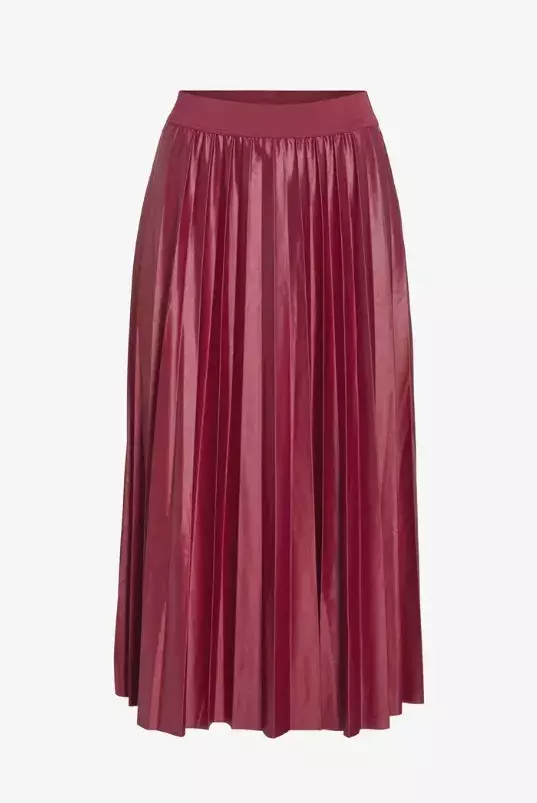Karmínová plisovaná sukně, VILA, 1 099 Kč