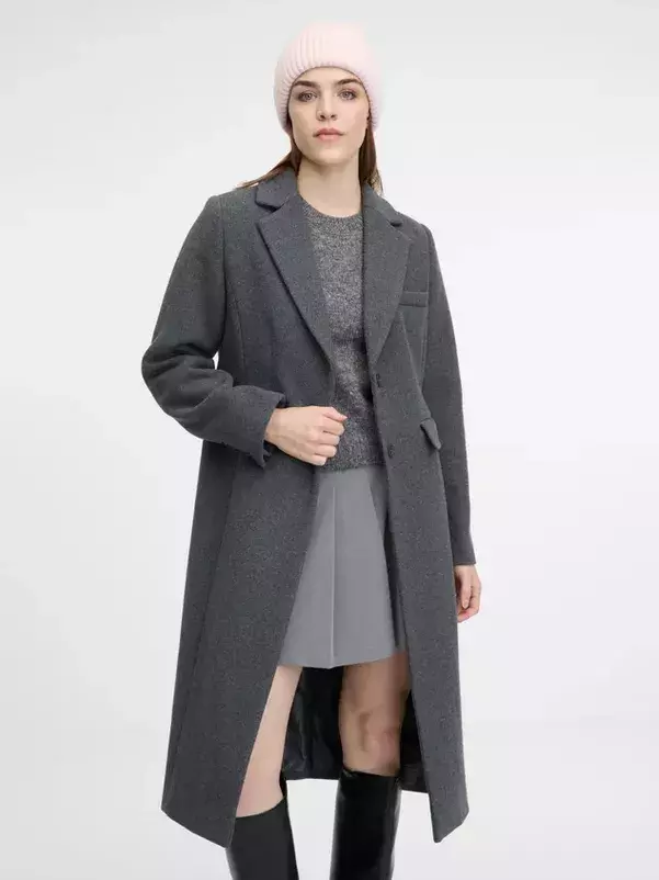 Šedý dámský kabát