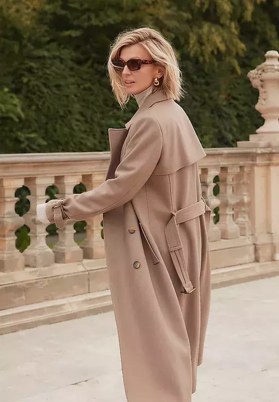  DÁMSKÝ DVOUŘADÝ KABÁT S OPASKEM S PŘEZKOU - SOKORO 7 999 Kč