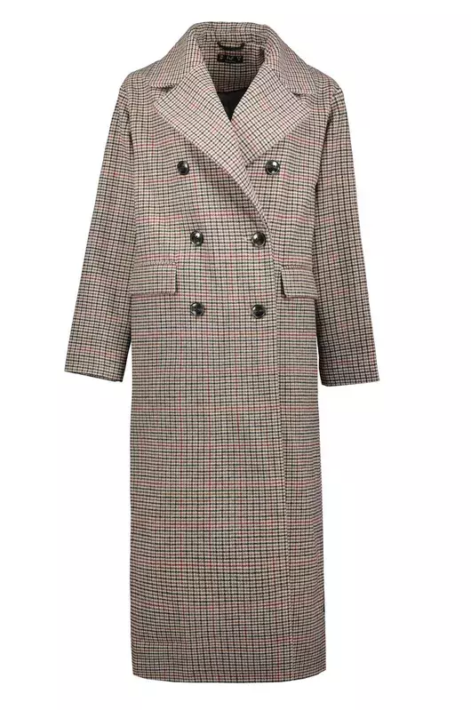 Hnědý kostkovaný kabát 1799 Kč