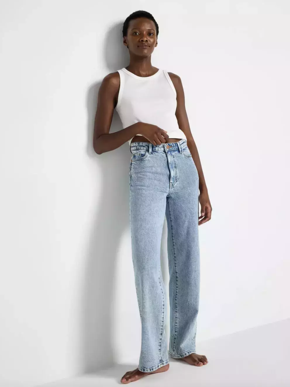 džíny s vysokým pasem