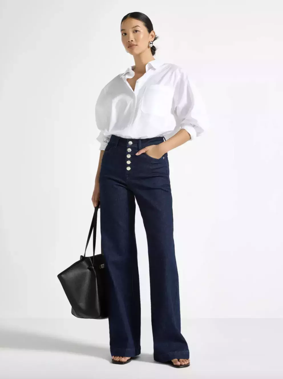 džíny s vysokým pasem