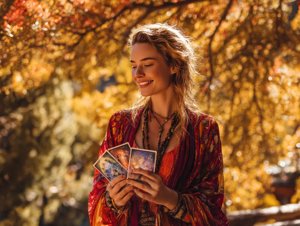 žena s tarotovými kartami