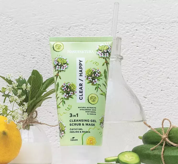 Multifunkční čisticí gel, peeling & maska na obličej 3v1