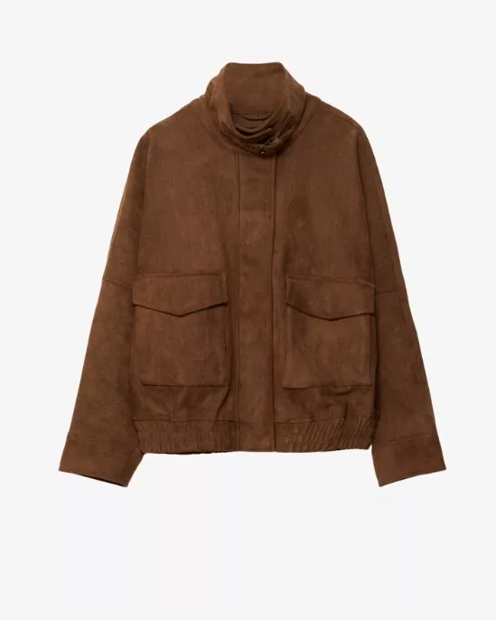 Semišová bunda s límcem, Stradivarius, 1 499 Kč