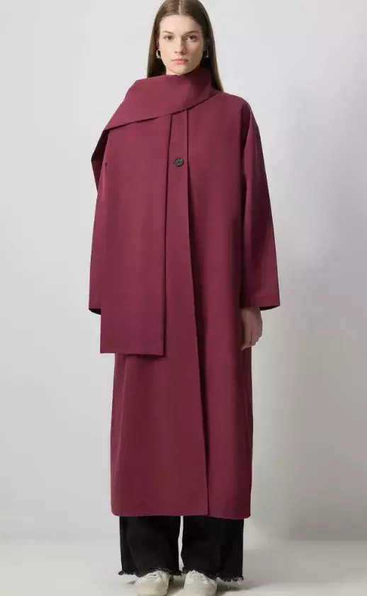 Dlouhý kabát s vertikální šálou, Touché Privé, 4 390 Kč