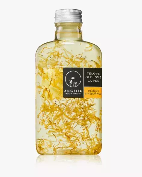Tělový olej pro rozjasnění a hydrataci s měsíčkem a meduňkou, Angelic, 199 Kč