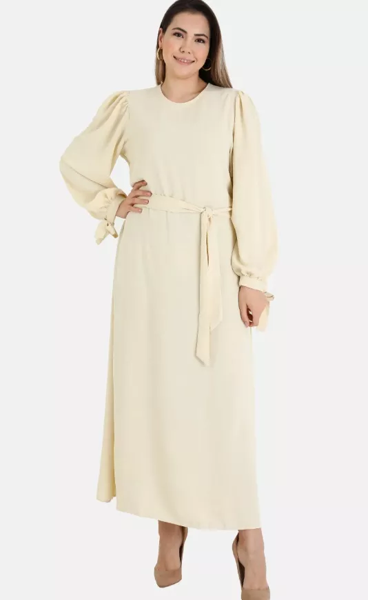 Béžové šaty s mašlí, Modanisa, 620 Kč