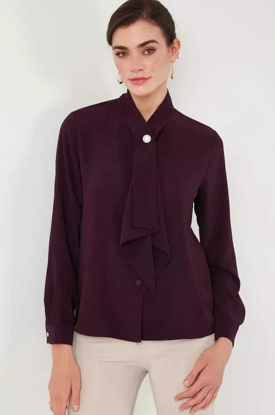 Elegantní košile s mašlí a výrazným knoflíčkem, LELA, 1 249 Kč