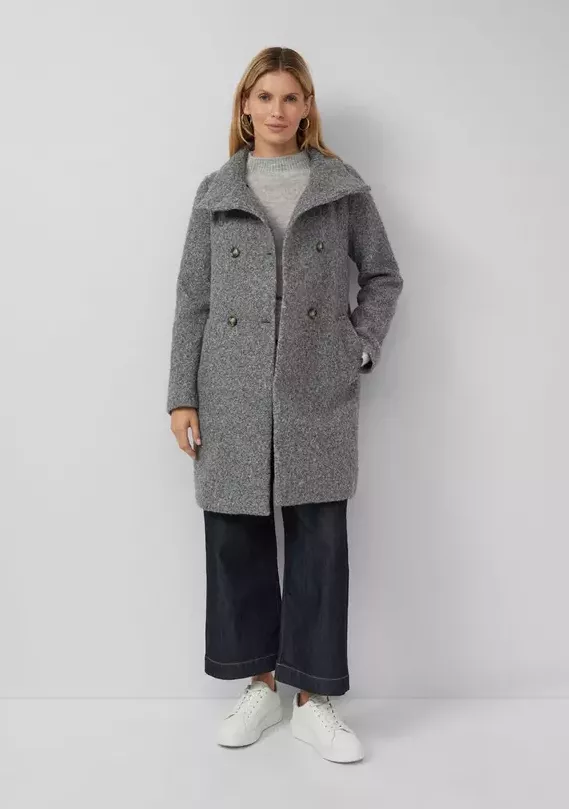 Kabát z bouclé s podšívkou a stojatým límcem