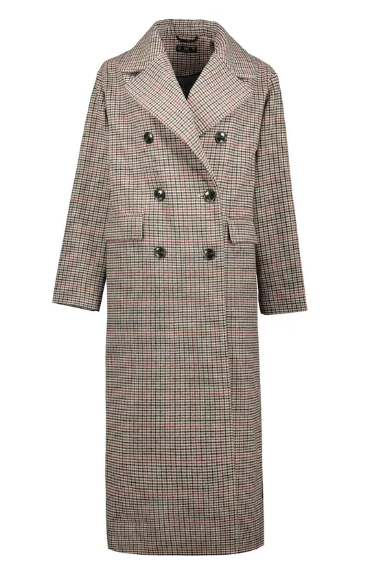 Hnědý kostkovaný kabát