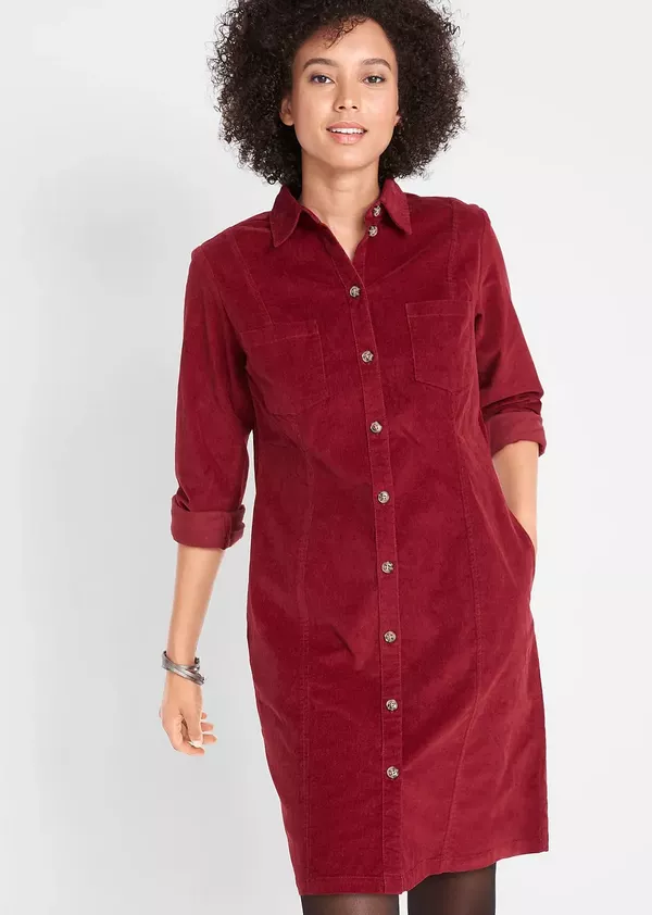 Manšestrové strečové šaty