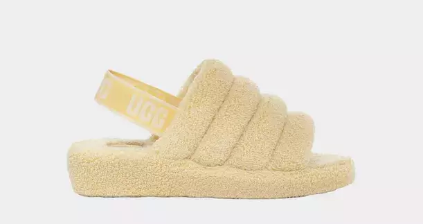 Pantofle na platformě s elastickým páskem UGG Fluff Yeah Terry