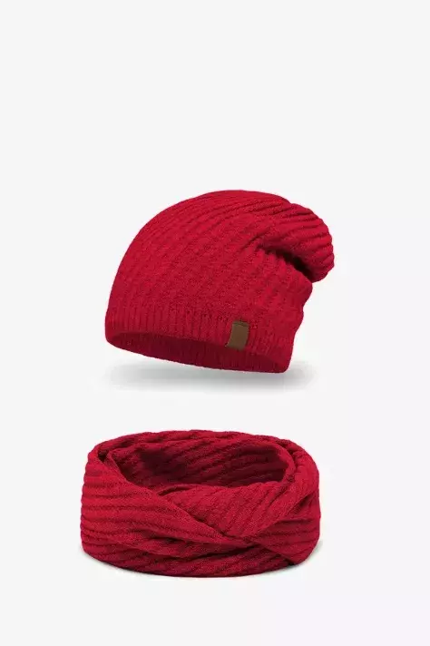 Červený set čepice a kruhové šály, Vivisence, 893 Kč