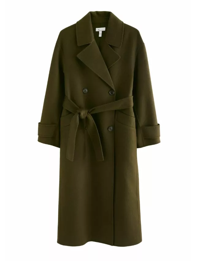 Khaki vlněný kabát, Next, 5 345 Kč